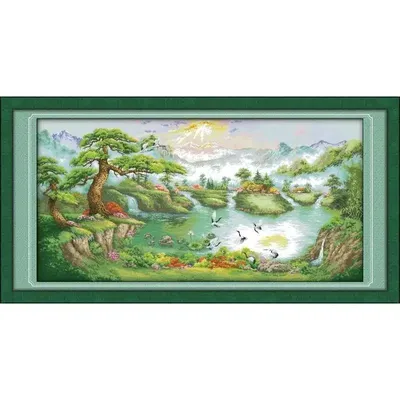 Joy Sunday News Printed Cross Stitch Kit , Easy Pattern with Aida and DMC Threads, Stamped Fabric