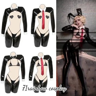Original Design Leather Reverse Rabbit Cosplay Costume PU Bunny Girl Uniforms Sets Lingeries Sexy