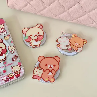 Rilakkuma Phone Holder New Anime Relax Bear Phones Grip Scalable Handset Airbag Bracket Office Home