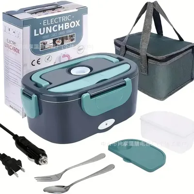 Stainless Steel Liner Bento Lunchbox 2-In-1 Electric Heating Lunch Box Car + Home Food Container