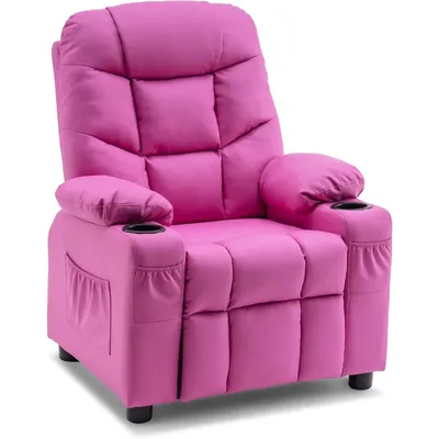 Big Kids Recliner for Ages 3+, Child Reclining Chair, Toddlers Recliner Sofa with Cup Holders