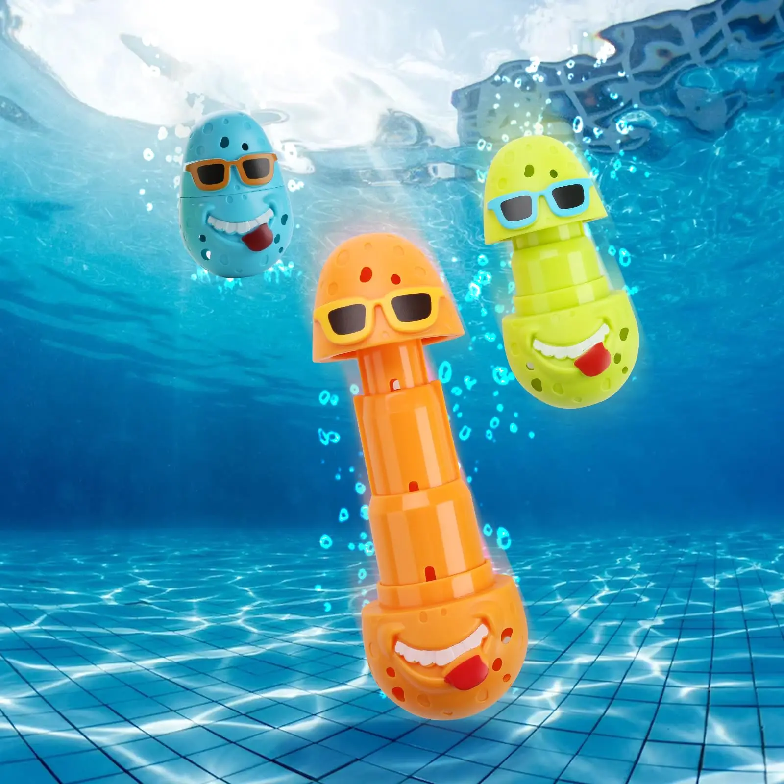 3 pièces Clown Egges piscine jouets de plongée mignon oeuf bâtons de plongée piscine jouets de plongée pour enfants été plongée piscine jouets jouets d'eau