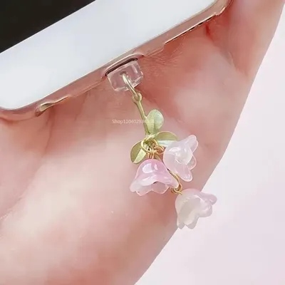 Lily Of The Valley Telefon Staubstecker Charm Kawai Ladeanschluss Stecker für iPhone Anti Staubkappe Image