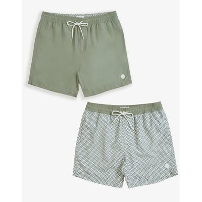 Threadbare Men's Sage Green & Geo Print Swim Shorts (2 Pack)