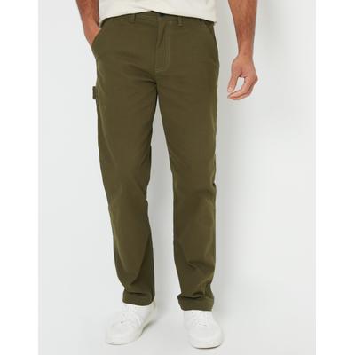Threadbare Men's Khaki Green Straight Leg Chino Cargo Trousers