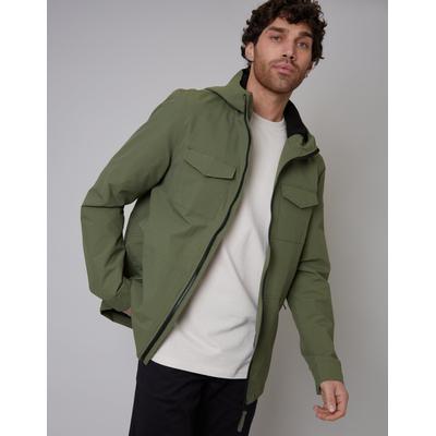 Khaki Green Hooded Jacket with Fleece Lined Hood