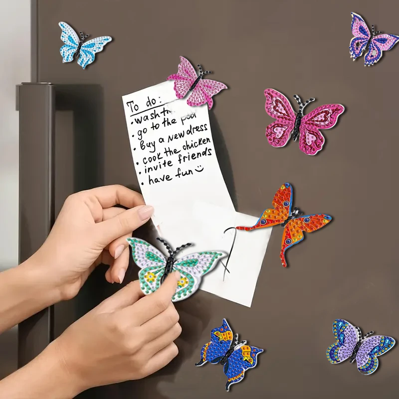 8/DIY-Kühlschrank, Diamant-Malerei-Set, bunter Schmetterling, Diamant-Kunst-Kühlschrankmagnet, Weinschrank, Bar, Spind Image
