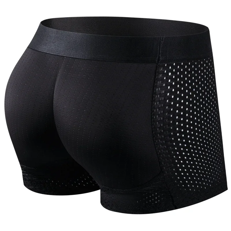 Atmungsaktive Herrenunterwäsche aus Mesh, bequeme, dehnbare, gesäßformende Boxershorts, sportliche, hüfthebende Badehose für das Fitnessstudio Image
