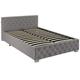 Lit capitonné avec bandes LED et espace de rangement 140x200 gris