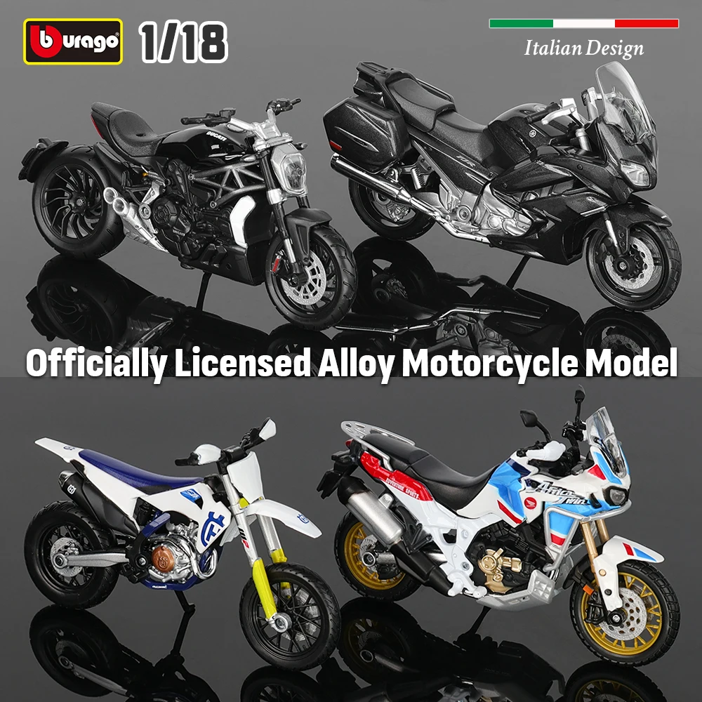 Bburago 1:18 Honda Africa Twin Adventure GSX-R1000 R 2021 KTM 790 Adventure R Rally 450F X Diavel S Motorradmodell Toy Series Image