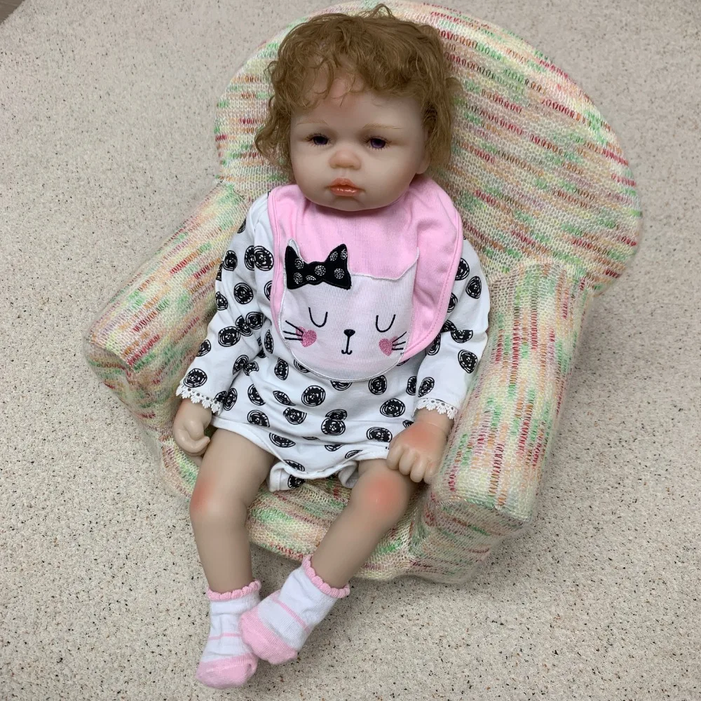 47–52 cm große wiedergeborene Babypuppe, handgefertigt, lebensechte Neugeborene Babypuppe mit verwurzelten Haaren, Neugeborene Babypuppe