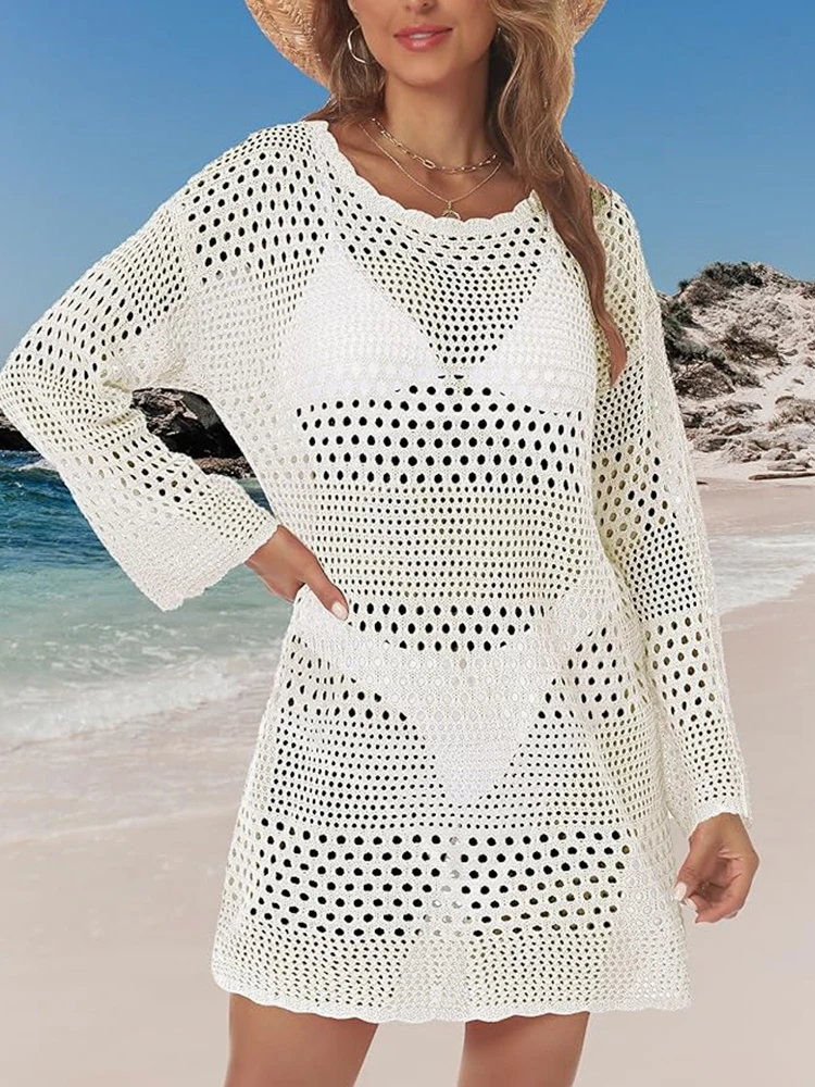 Damen Strandurlaub Bademode Cover Up Hook Needle Kleid Sommer Kreuzfahrt Kleidung Strand Urlaub Outfit Bademode Overalls Image