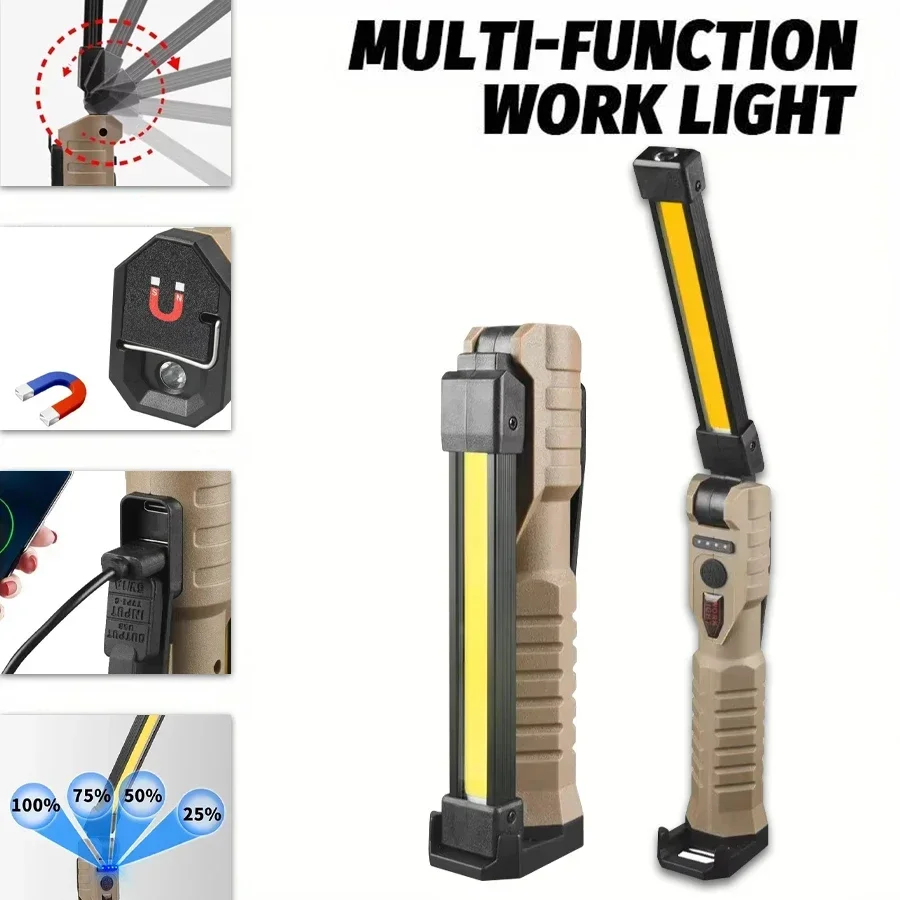 Faltbare Arbeitsleuchten, 1000 Lumen, wiederaufladbare Laterne, magnetische Campinglampe, eingebauter Akku, Campingausrüstung, wasserdichte Taschenlampe