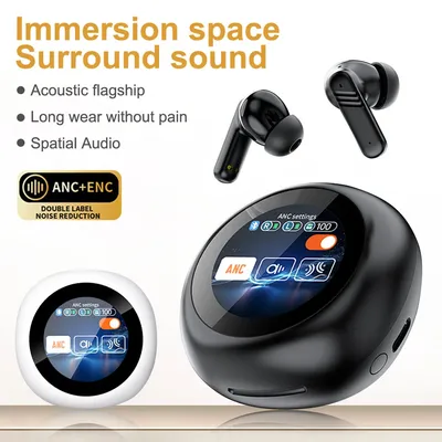 2024 neue Drahtlose Ohrhörer Bluetooth 5,4 Kopfhörer LED Touch Screen Control Kopfhörer Aktive Noise Image