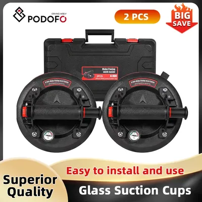 Podofo 8"/20.4cm Glass Suction Cups Heavy Duty Hand-held Glass Lifter 800 LBS Load Capacity Powerful Industrial Suction Cups