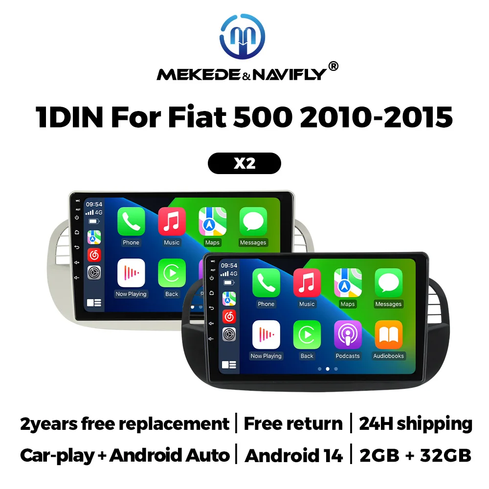 NAVIFLY 9 Zoll Bildschirme Für Fiat 500 2010-2015 Auto FM Radio Multimedia Player Drahtlose Carplay Android Auto GPS BT DVD 1din WIFI