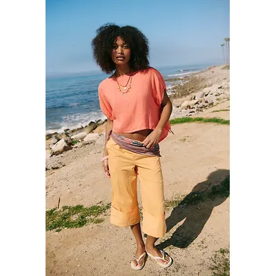 Luna Linen Top by free-est at Free People in Fresh Coral, Size: XL