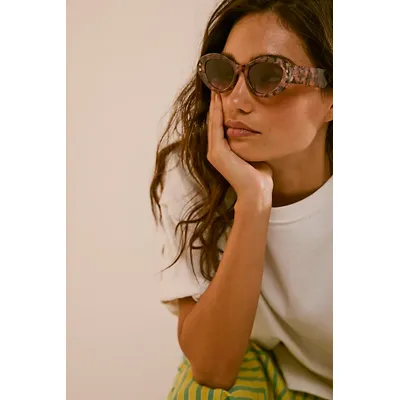 Star Studded Cat Eye Sunglasses at Free People in Cookies And Cream