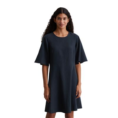 Midikleid MARC O'POLO "aus TENCEL™ Lyocell-Leinen-Mix", Damen, Gr. 34, Normalgrößen, muted blau, Obermaterial: 90% Lyocell, 10% Leinen; Futter: 100% Nicht verfügbar, unifarben, weit kurz, Rundhals, Kurzarm, Kleider Image