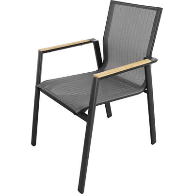 Gartenstuhl BEST "Rhodos", grau (anthrazit), B:57,5cm H:88cm T:67cm, Aluminium, Massivholz, Stühle, Outdoor Dining Stuhl Image