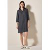 Blusenkleid CECIL, Damen, Gr. XL (44), US-Größen, volcanic grau, Stoff, 100% Leinen, unifarben, casual, comfort fit knielang, V-Ausschnitt, 3/4-Ärmel Bündchen, Kleider, knielang
