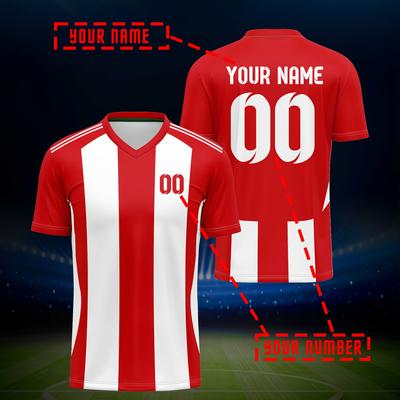 TEMU 1pc Customizable V-neck Soccer Jersey - Breathable Polyester Knit Fabric With Personalized Name & Number, All- Top For Training, Casual Wear & Outdoor Activities Image