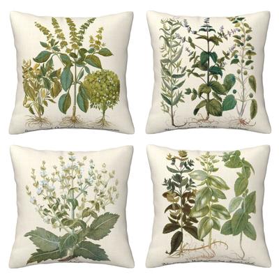 TEMU Set Of 4 Botanical Plant Throw Pillow Covers, Rustic , - Decorative Sofa Couch Throw Pillowcases, Zip Closure For Living Room And Bedroom Decor - Decor, 1 Sided Printing (no Pillow ) Image