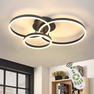 TEMU Modern Led Ceiling Light Fixture, Homefire, Semi Flush Mount, Dimmable, 3000k, 6000k, 9000k, 2700 , With Remote Control, Aluminum Shade, Plastic, Hardwired, 220v, For Living Room Image