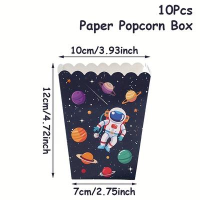 TEMU 10pcs Blue Astronaut Popcorn Boxes - Space-themed Party Decorations With Planets & Stars, Birthdays, Showers, And Events, Paper Table Ornaments, Space Party Decorations Image