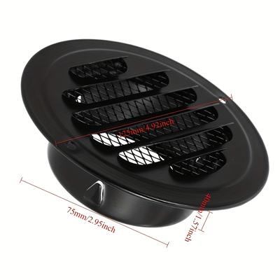 TEMU Black Stainless Steel Wall Vent Grille - 70/80/100mm Round, Efficient Outdoor Air Drainage Cap With Insect Protection, Easy Wall-mounted Installation For Kitchens & More Image