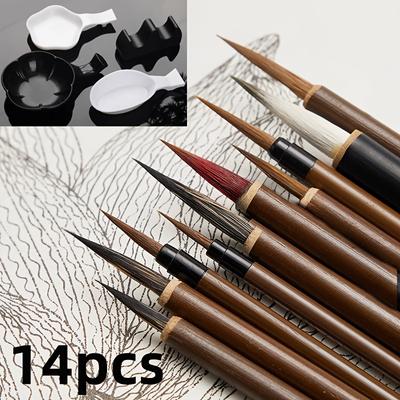 TEMU 14pcs Line Drawing Pen Set - Drawing Fine Line Drawing Pen, Art Drawing Brush Beautiful Brush For Chinese Calligraphy, Tracing And Artwork - Flower And Bird Painting, Image
