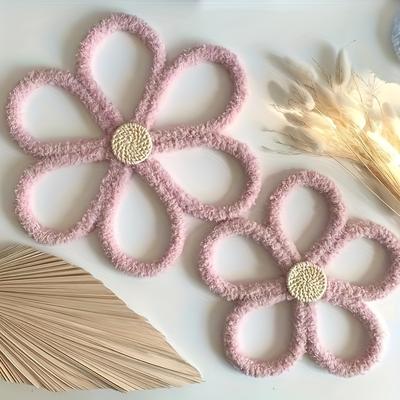 TEMU Floral Wall Decor, Boho Handmade Woven Daisy Pre- Hollow Hanging Wall Art Sticker, Good Household , For Entryway, Porch, Living Room, Bedroom, Garden, Yard, Office, Outdoor, Home Decoration Image
