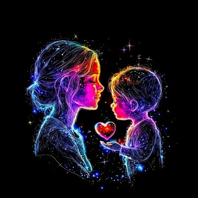 TEMU Step Into This World Of With 5d Diy Diamond Painting, Mother-child In Vibrant . Diamonds Like By Your Skillful Hands, Corner Of The Brightest Stars In Sky Image
