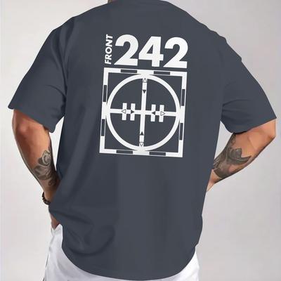 TEMU Men' Purple Graphic Print Short Sleeve T-shirt - 242 , Casual Crew Neck, Stretch Fabric, Summer Essential Image