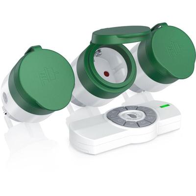 Außenbereich Funksteckdosen-Set 3x Outdoor Steckdosen + Fernbedienung / max. 25m - Bearware Image