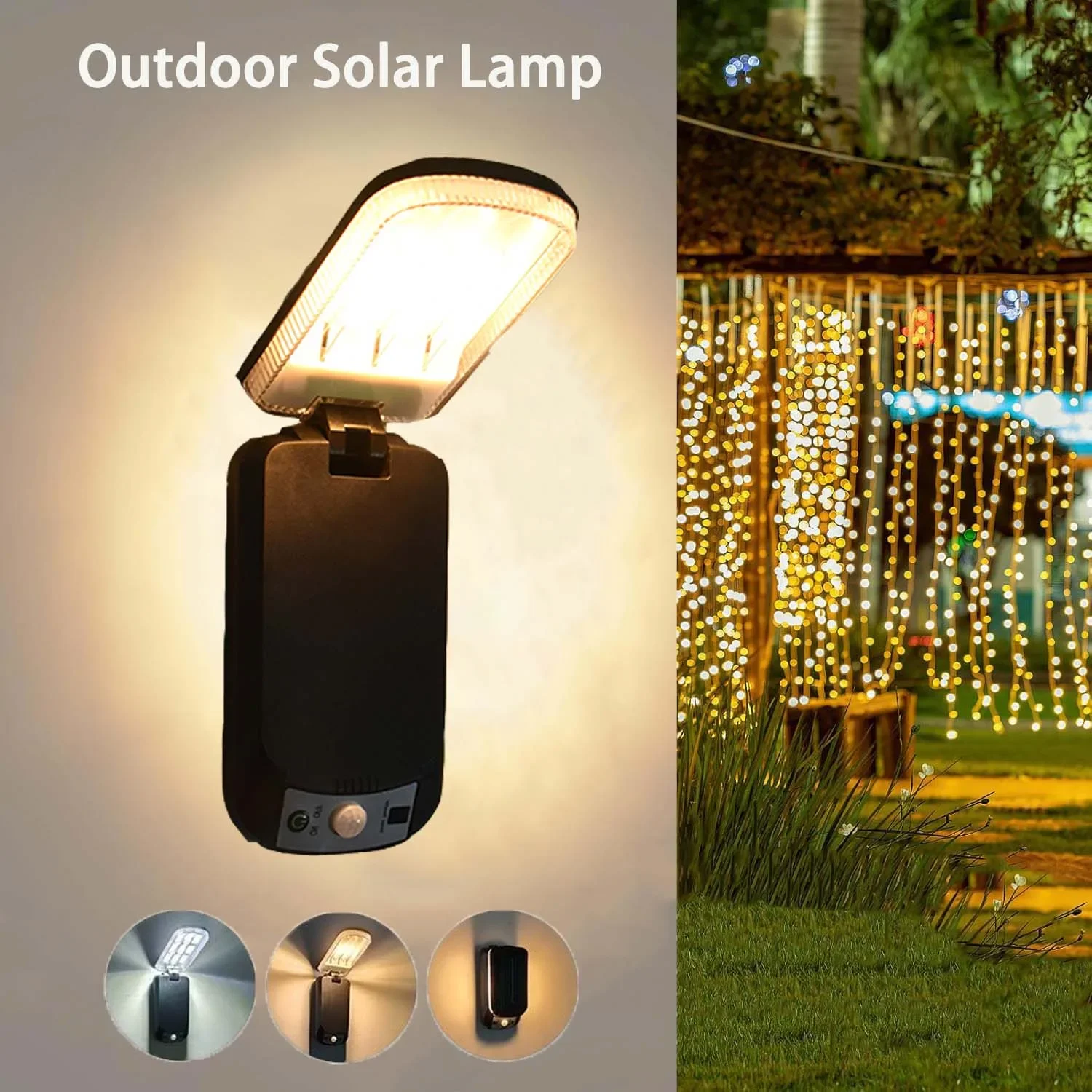 Faltbare LED Solar Licht Außenwandleuchte Wasserdichte Strahler Lampe mit Fernbedienung PIR Bewegungssensor Solar Wandleuchte