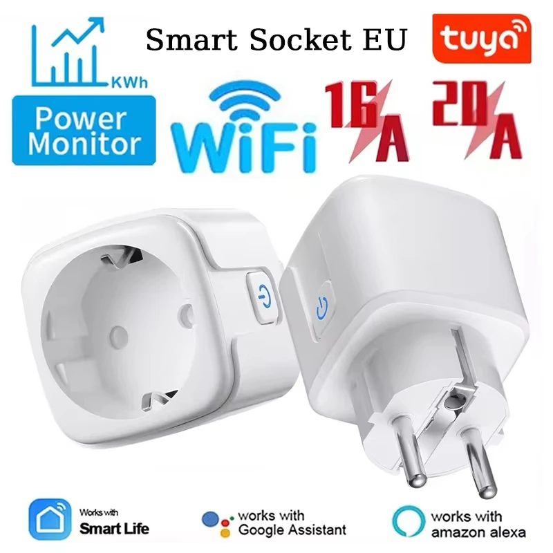 Tuya WiFi Smart Plug 16A/20A EU Smart Steckdose Mit Power Überwachung Timing Funktion Smart Leben APP sprach Steuerung Über Alexa Google Image