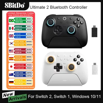 8BitDo Ultimate 2 Bluetooth Controller Wireless Gamepad for Nintendo Switch, Switch 2, Windows 10/11 with TMR Joystick Accessory