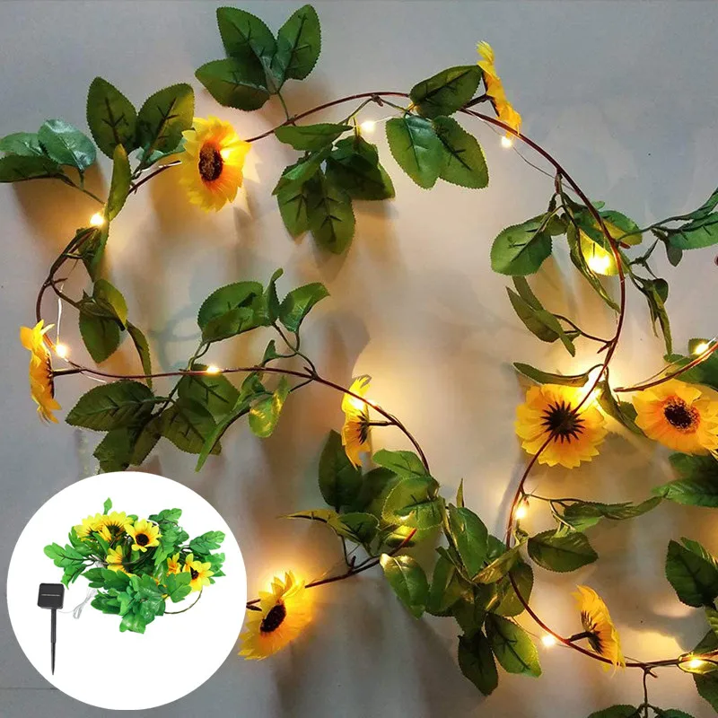 Solar Sonnenblumen Licht Outdoor Urlaub Licht Girlande für Garten Dekoration Weihnachten Hochzeit Dekor LED Lichterkette Solar Licht Image