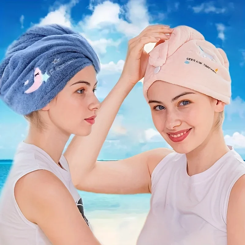 1pc Schnell Trockenes Haar Hut Super Saugfähigen Weichen Bad Frauen Kopf Handtücher Mädchen Nette Haar Handtuch Haar Trockenen Wrap bonnets Image