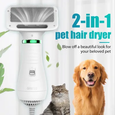 2 In 1 Pet Hair Dryer Brush Grooming for Cat and Dog Brush Professional Home Grooming Furry Drying Portable Dog Blower Comb