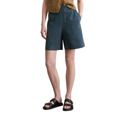 Shorts MARC O'POLO "aus TENCEL™ Lyocell-Leinen-Mix", Damen, Gr. 36, Normalgrößen, muted blau, Obermaterial: 90% Lyocell, 10% Leinen, unifarben, casual, weit kurz, Hosen Image