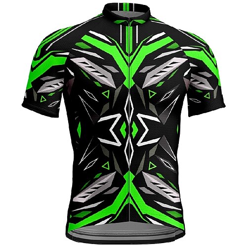 Herren Radtrikot Geometrisch Kurzarm Fahhrad T-Shirt Trikot mit 3 Gesäßtaschen Mountainbike MTB Schnelltrocknend Anatomisches Design Feuchtigkeitsableitend Atmungsaktiv Sport Gelb Rot Blau Bekleidung Image