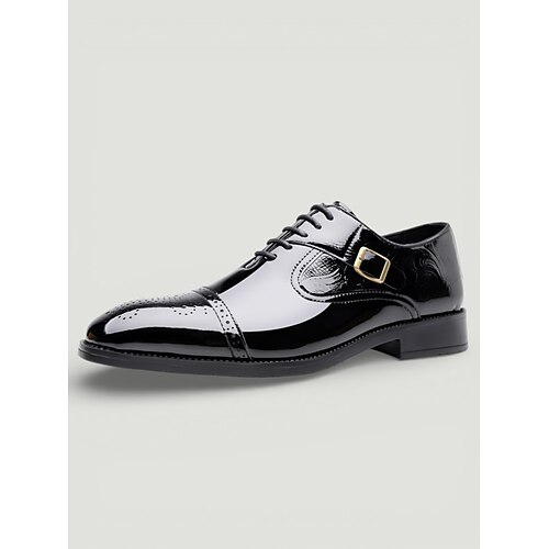 Herrenschuhe - burgunderfarbene zweifarbige Lackschuhe mit Schnürung für Tanzpartys und besondere Anlässe Image