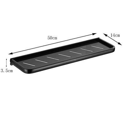 An der Wand montiertes Dusch-Aufbewahrungskorbregal, stanzfreier Frisiertisch, schwarzes Badezimmer-Hängeregal aus Aluminium, einlagiges Tablettregal, Aufbewahrungsbehälter Image