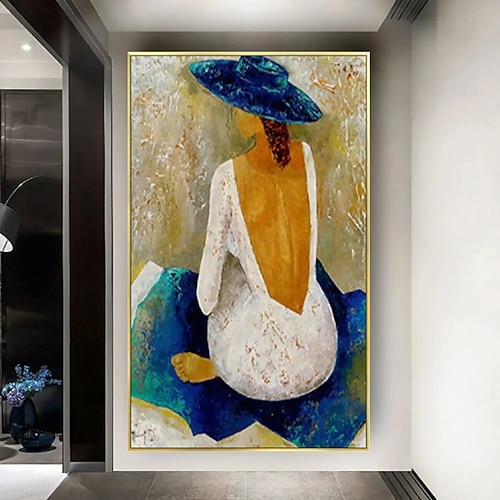 Ölgemälde „Pure Lady", 100 % handgemalt, Ölgemälde mit Mädchenrücken, abstraktes Ölgemälde auf Leinwand, Wandgemälde für Wohnzimmer, Schlafzimmer, Wohnkultur, Wandkunst Image