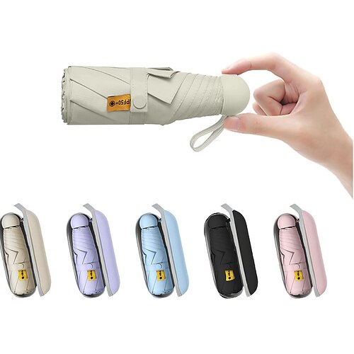 Mini-Reisesonnenschirm für die Handtasche mit Etui, klein, kompakt, UV-Sonnenschutz, leicht, winziger Taschenschirm für Damen, Kinder und Herren