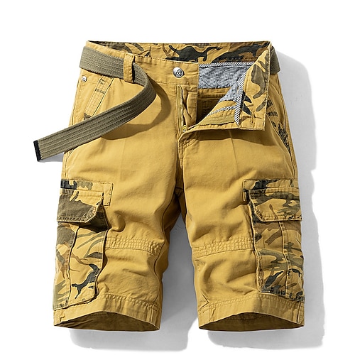 Herren Cargo-Shorts Shorts mit Camouflage-Muster Shorts Sommershorts Reißverschluss Mehrere Taschen Klappentasche Einfach Tarnung Komfort tragbar Knielang Outdoor Sport Täglich Mode Lässig Wein Blau Image