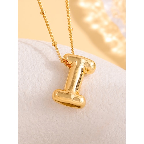 Vergoldete Halskette mit Blasenbuchstaben-Anhänger – personalisierter Charm-Schmuck mit 26 Buchstaben für Frauen und Mädchen – trendiger minimalistischer Stil für Geburtstage, Schulabschlüsse oder den Alltag Image