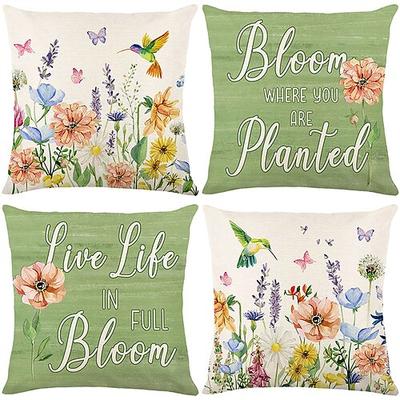 Blumen Dekorative Wurfkissenbezüge 4PC Weiche Quadratische Sofakissenhülle Kopfkissenbezug für Schlafzimmer Wohnzimmer Sofa Stuhl Image